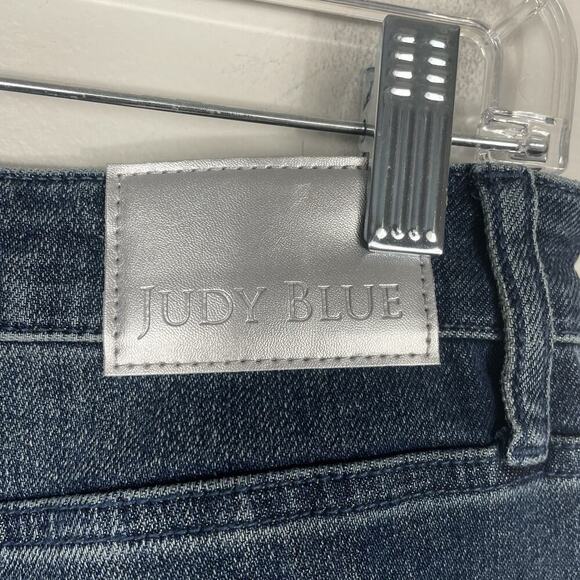 Judy Blue Tell Me About It Straight Fit Jeans Size 11/30 Blue Studded Stretch - Picture 13 of 16